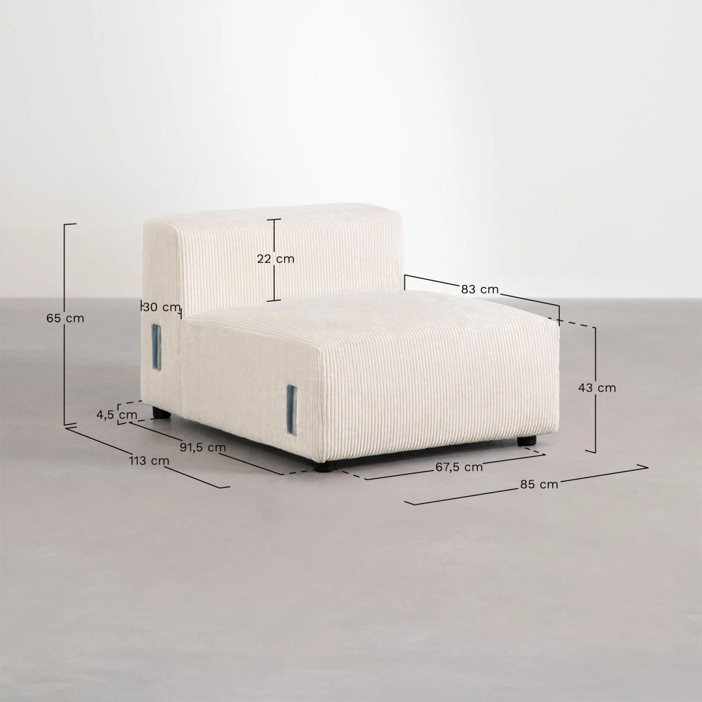 Module central 85x113 cm pour canapé modulaire SKLUM Bruna en tissu bouclé blanc