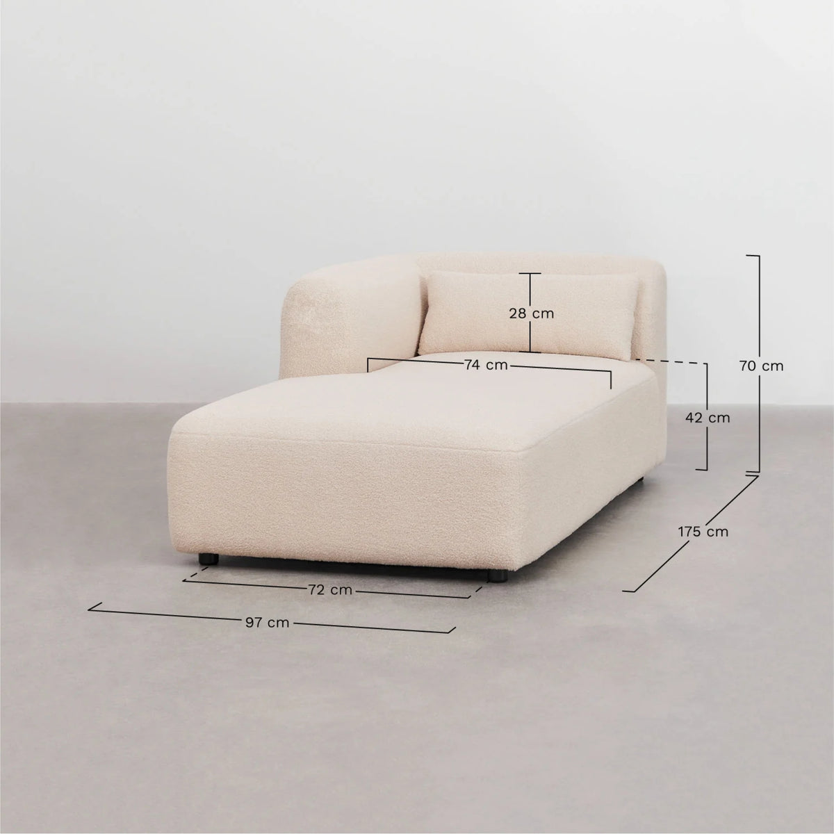Module chaise longue gauche SKLUM Foglern tissu beige