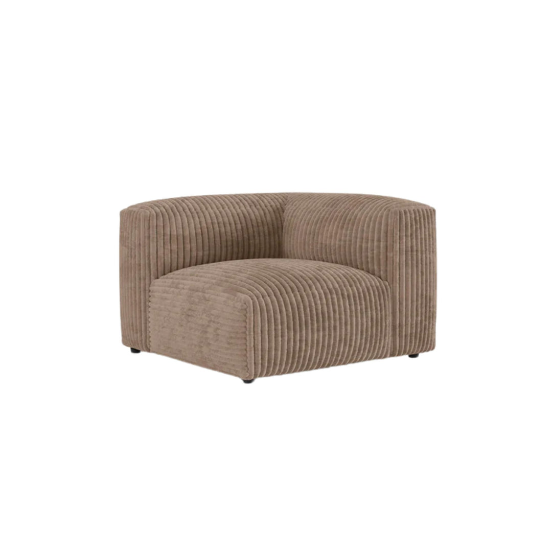 Module d'angle droit MICADONI Martina en velours côtelé Acorn marron