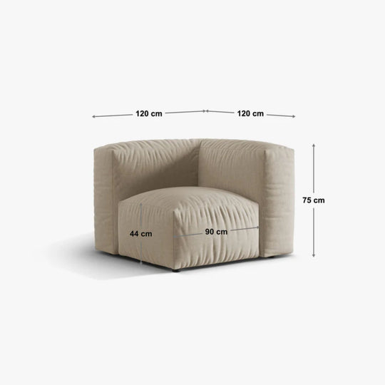 Module d'angle droit MICADONI Martina en velours côtelé Acorn marron