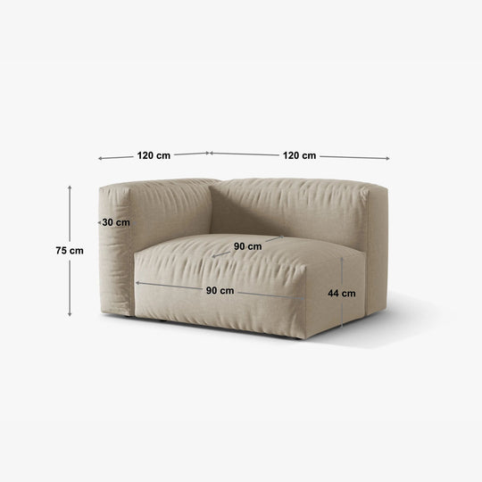 Module d'angle gauche MICADONI Martina velours beige foncé