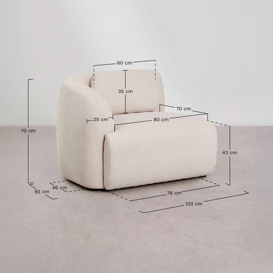 Module d'angle gauche SKLUM Coquette en chenille beige crème