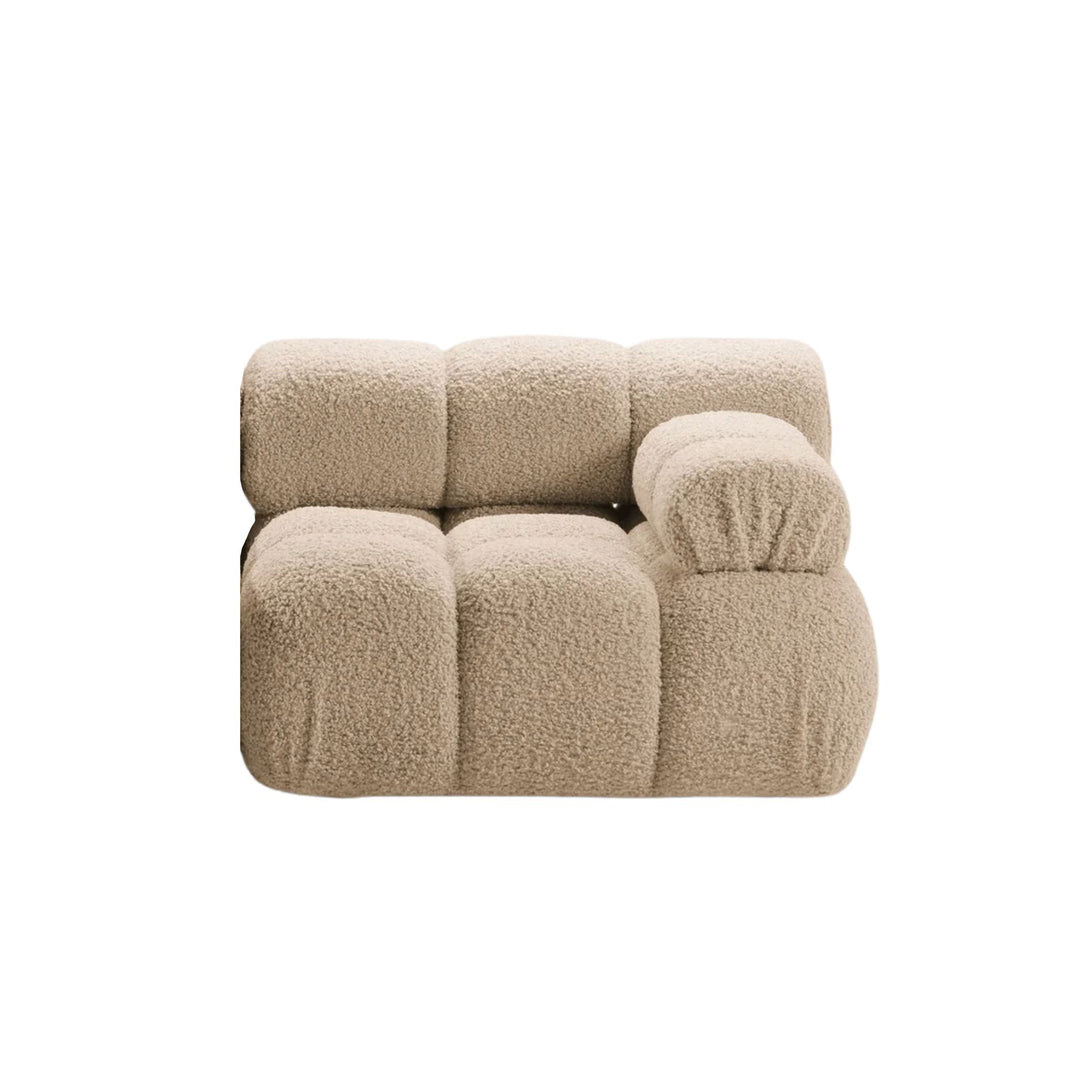 Chauffeuse d'angle MICADONI Bellis en tissu bouclé Sable