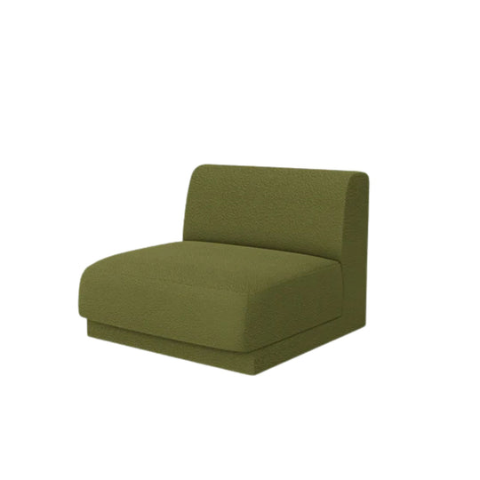Module de canapé MICADONI Miley en tissu bouclé vert olive foncé