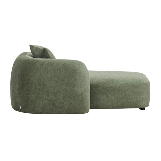 Méridienne gauche SKLUM Coco en tissu chenille vert sauge