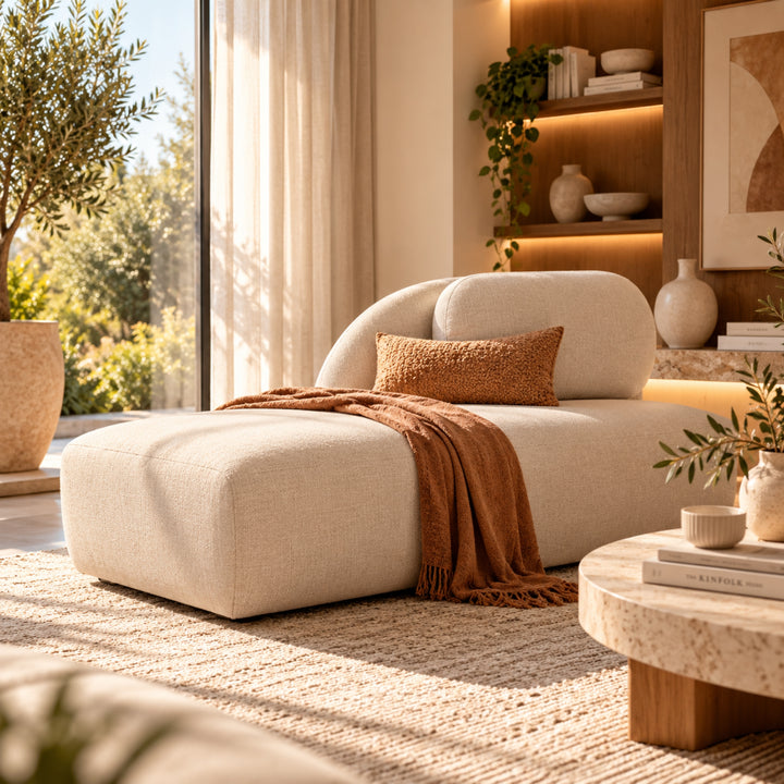 Module méridienne gauche SKLUM Coquette en tissu chenille beige