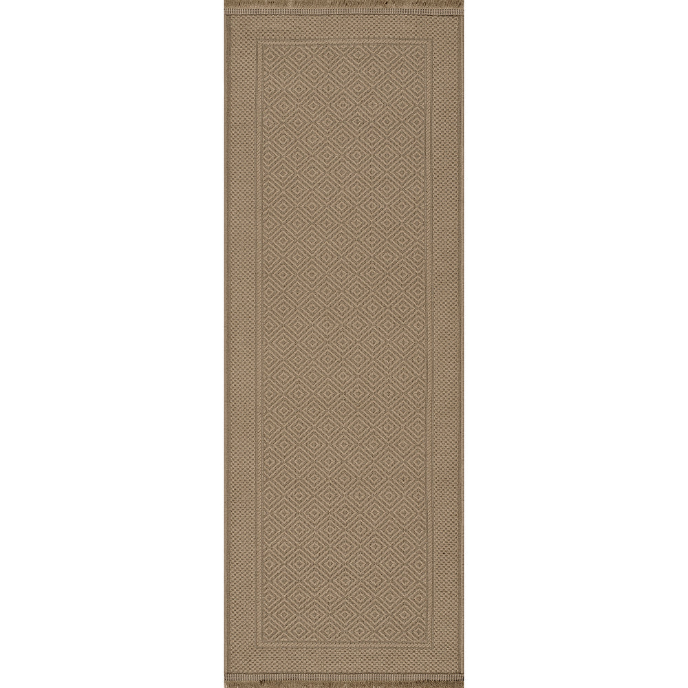 Tapis de Couloir Bohème en Jute Lavable en Machine Brun/Beige