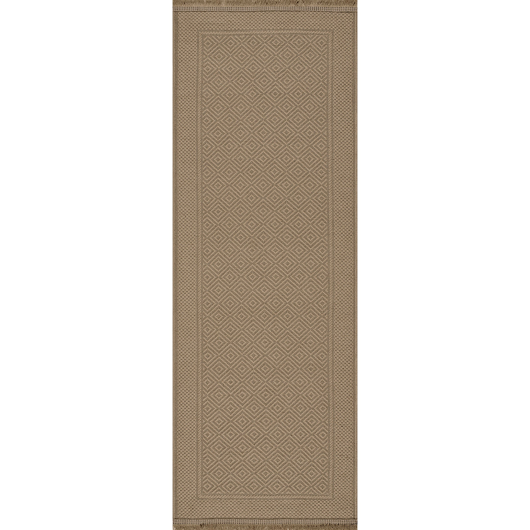 Tapis de Couloir Bohème en Jute Lavable en Machine Brun/Beige
