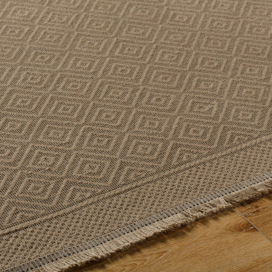 Tapis de Couloir Bohème en Jute Lavable en Machine Brun/Beige