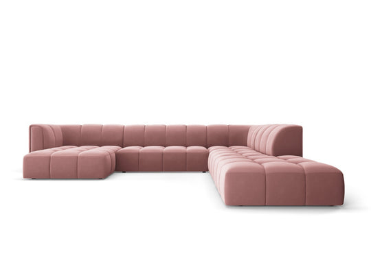 Canapé panoramique 7 places SERENA Micadoni velours rose