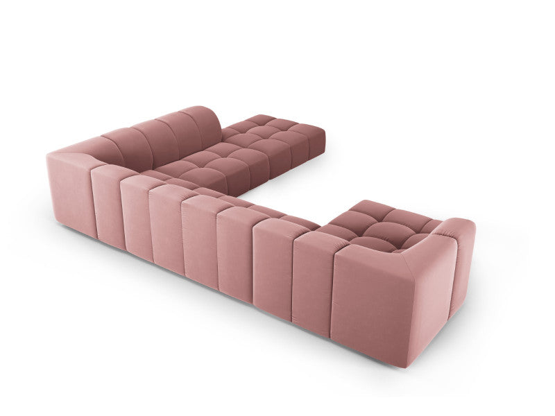 Canapé panoramique 7 places SERENA Micadoni velours rose
