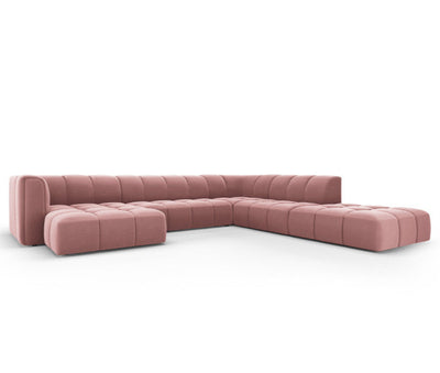 Canapé panoramique 7 places SERENA Micadoni velours rose