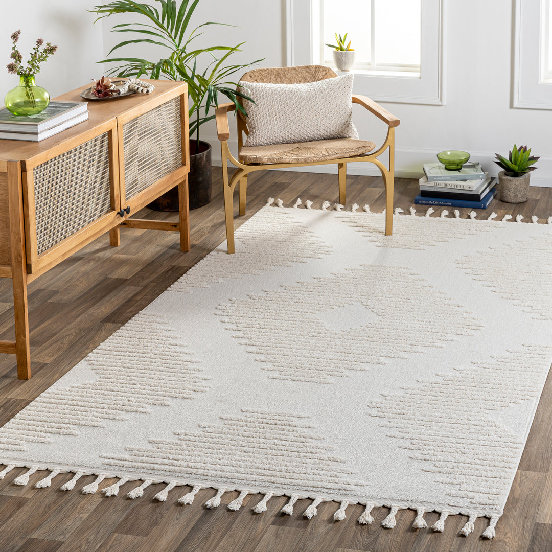 Tapis Berbère Ethnique Venlo Gris Clair/Ivoire