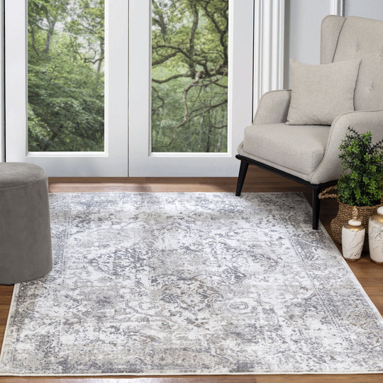 Tapis Vintage Oriental Blanc/Gris Nairobi