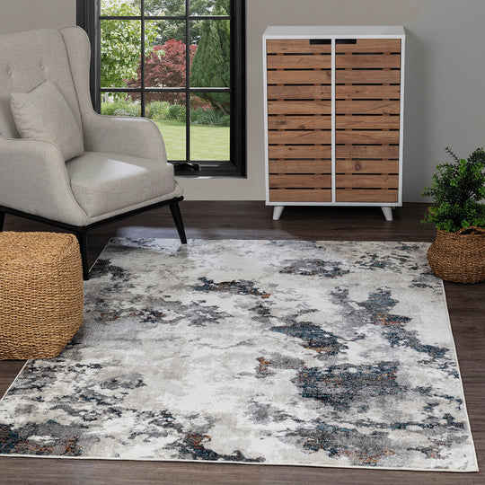 Tapis Abstrait Moderne Bleu/Gris Liverpool