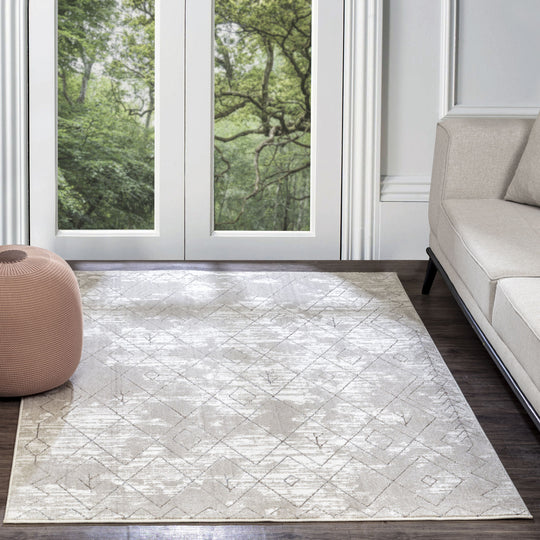 Tapis Berbère Ethnique Blanc/Gris Glasgow