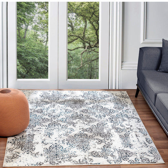Tapis Vintage Oriental Blanc/Bleu Palermo