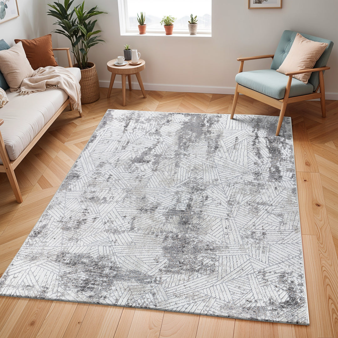 Tapis Scandinave Moderne Blanc/Gris Marrakech