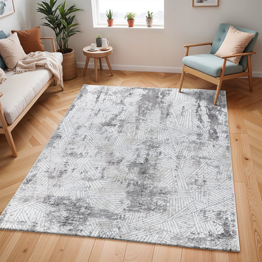 Tapis Scandinave Moderne Blanc/Gris Marrakech