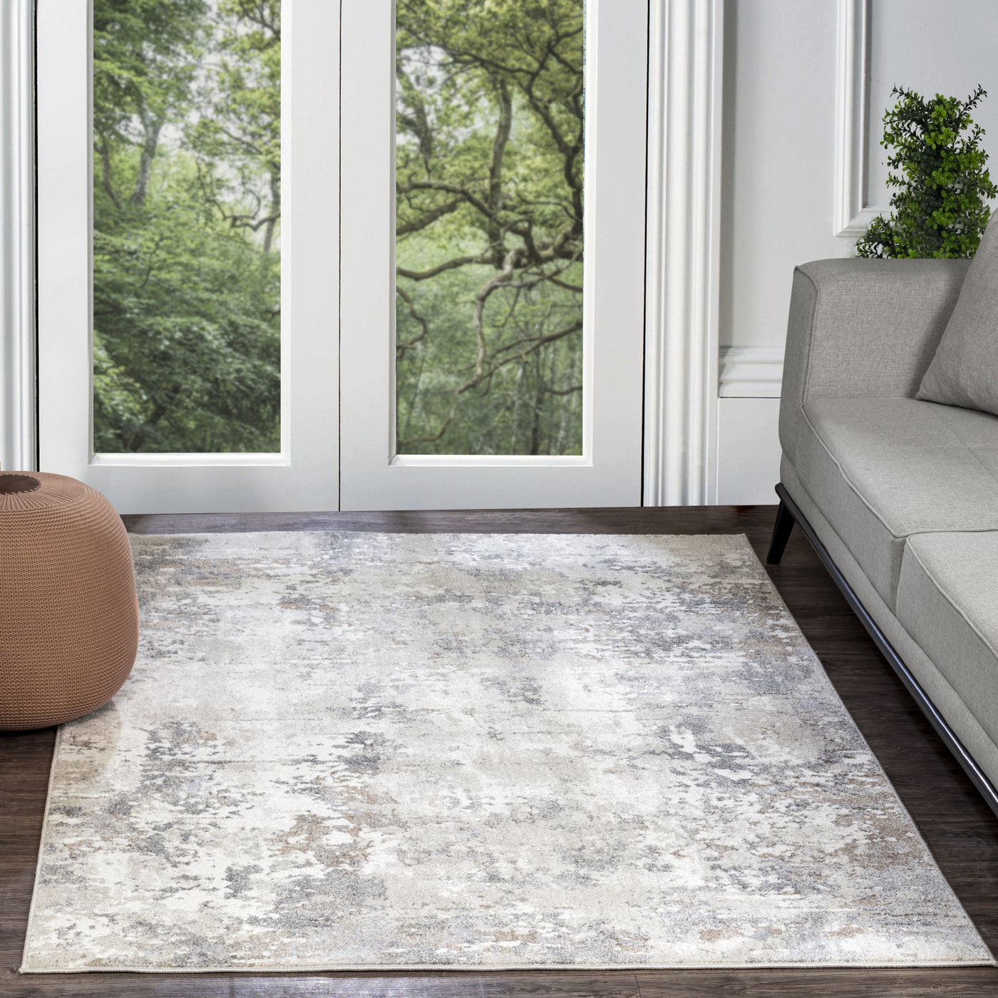 Tapis Abstrait Moderne Blanc/Gris Ceren