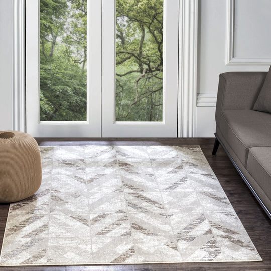 Tapis Scandinave Moderne Blanc/Gris Qatar