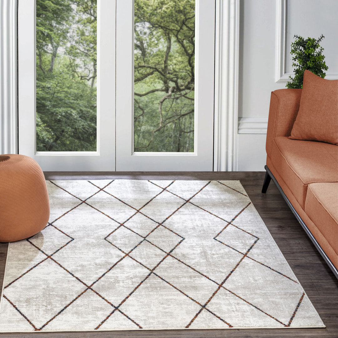Tapis Scandinave Moderne Gris/Orange Nagano