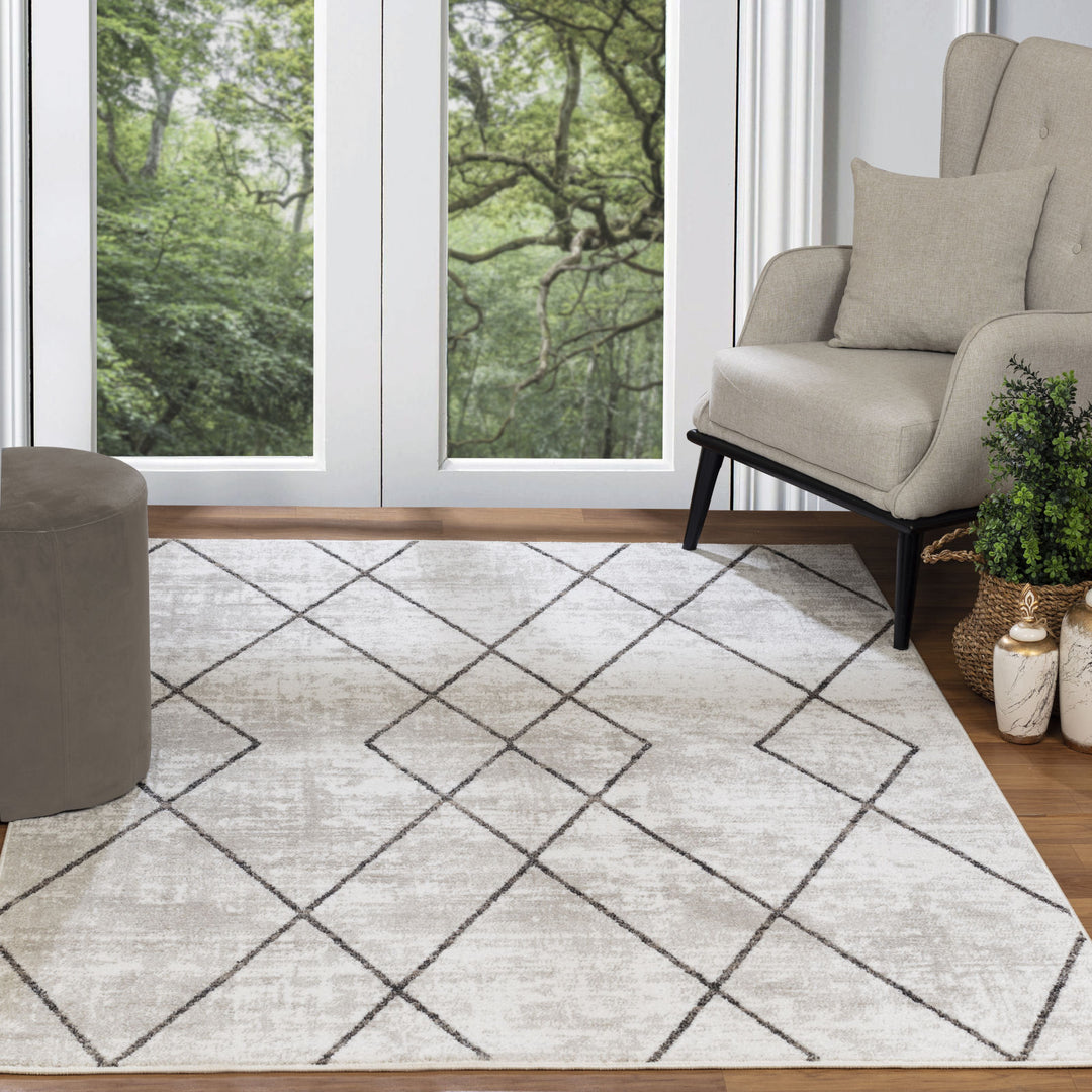 Tapis Scandinave Moderne Blanc/Gris Nagano