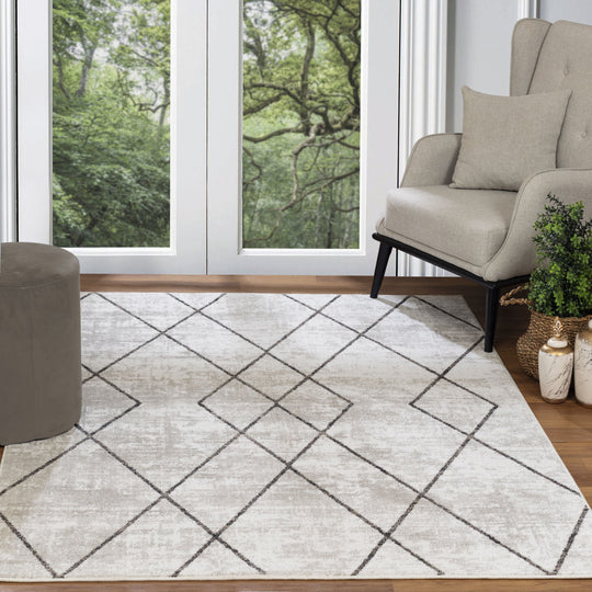 Tapis Scandinave Moderne Blanc/Gris Nagano