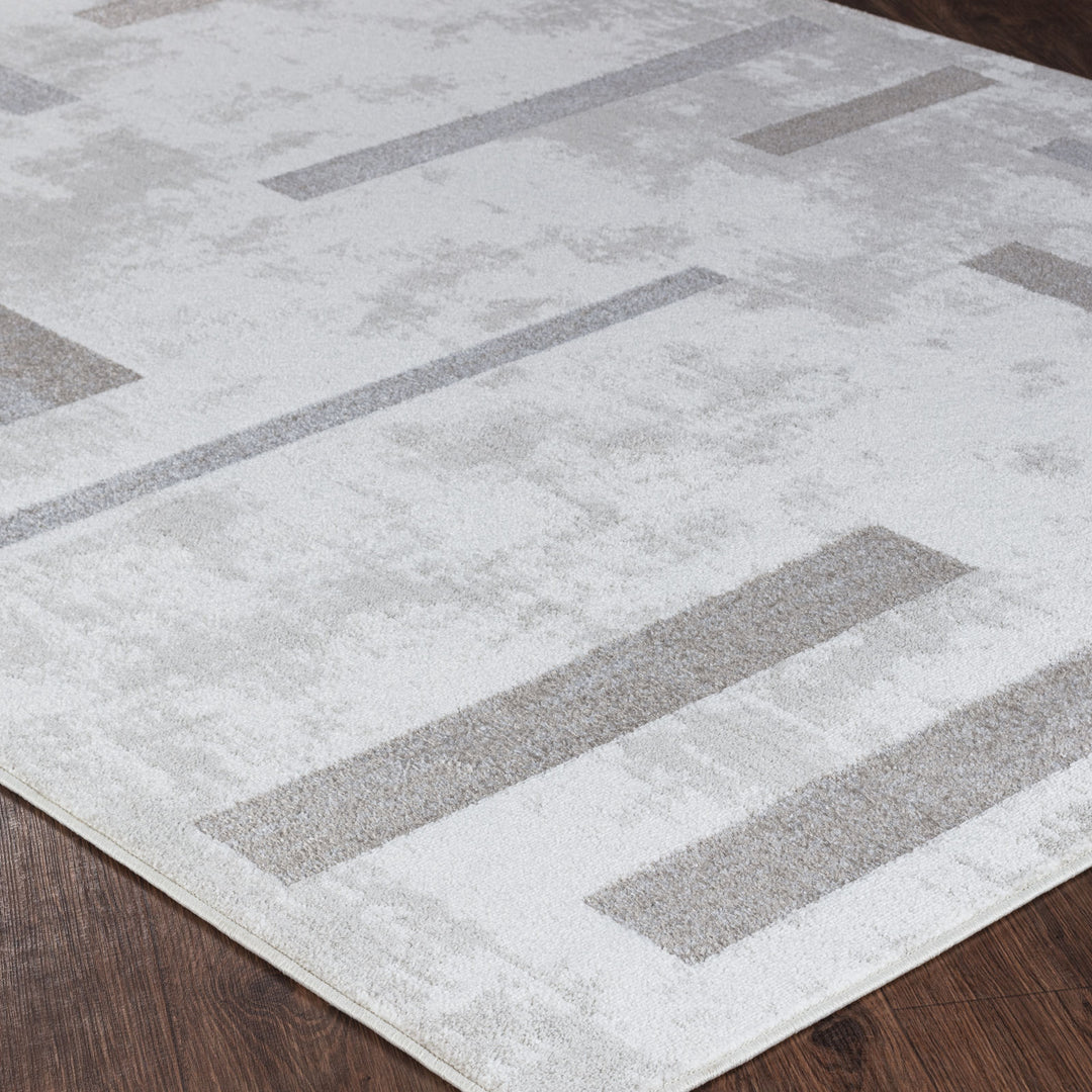 Tapis Scandinave Moderne Blanc/Gris Hobart
