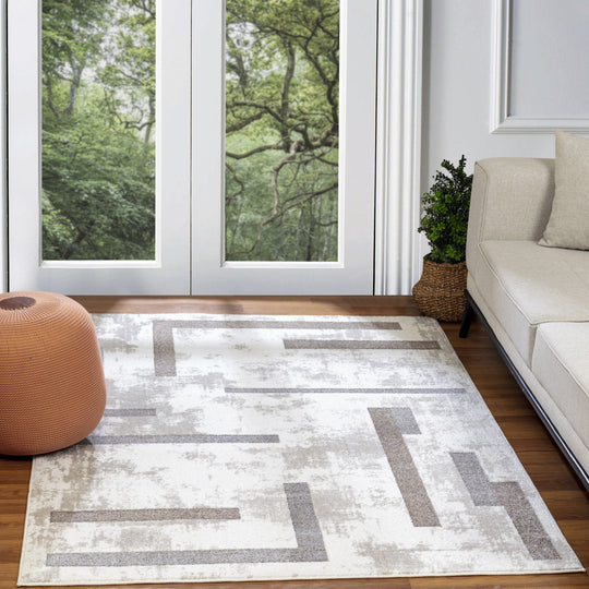 Tapis Scandinave Moderne Blanc/Gris Hobart