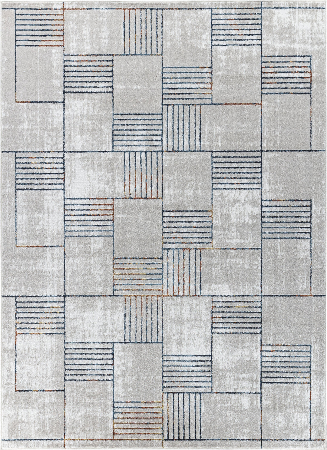 Tapis Scandinave Moderne Bleu/Orange Guri