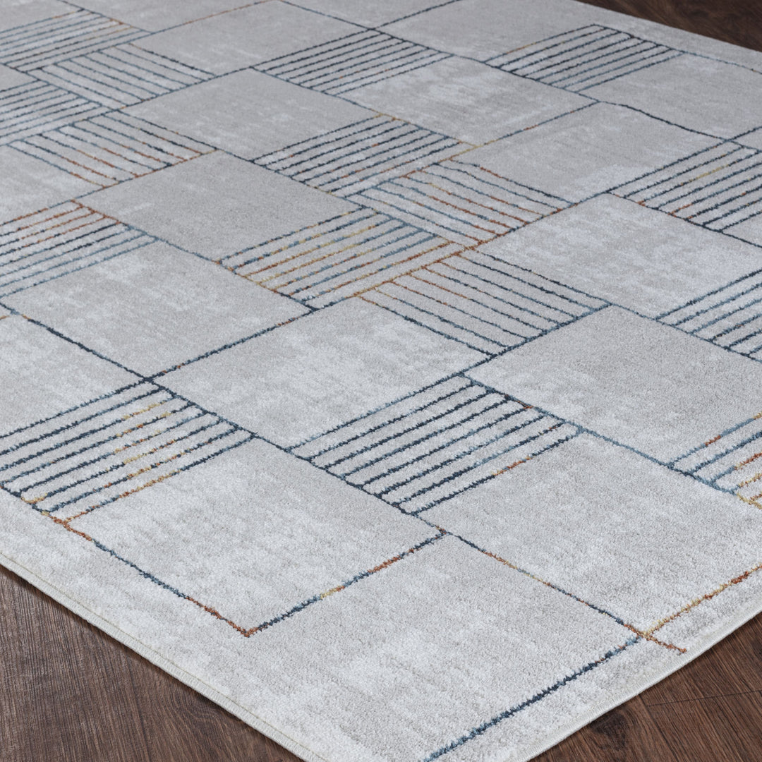 Tapis Scandinave Moderne Bleu/Orange Guri