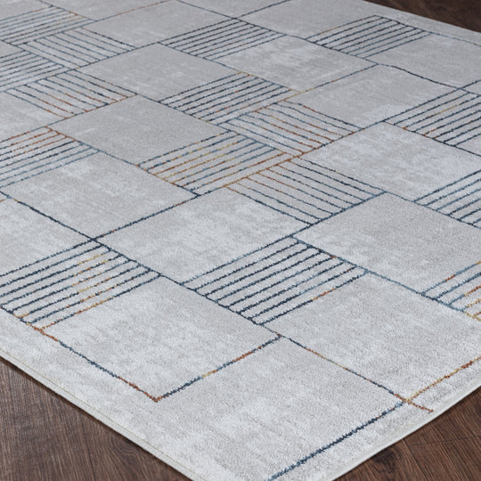 Tapis Scandinave Moderne Bleu/Orange Guri