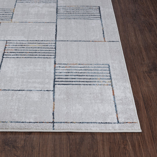 Tapis Scandinave Moderne Bleu/Orange Guri