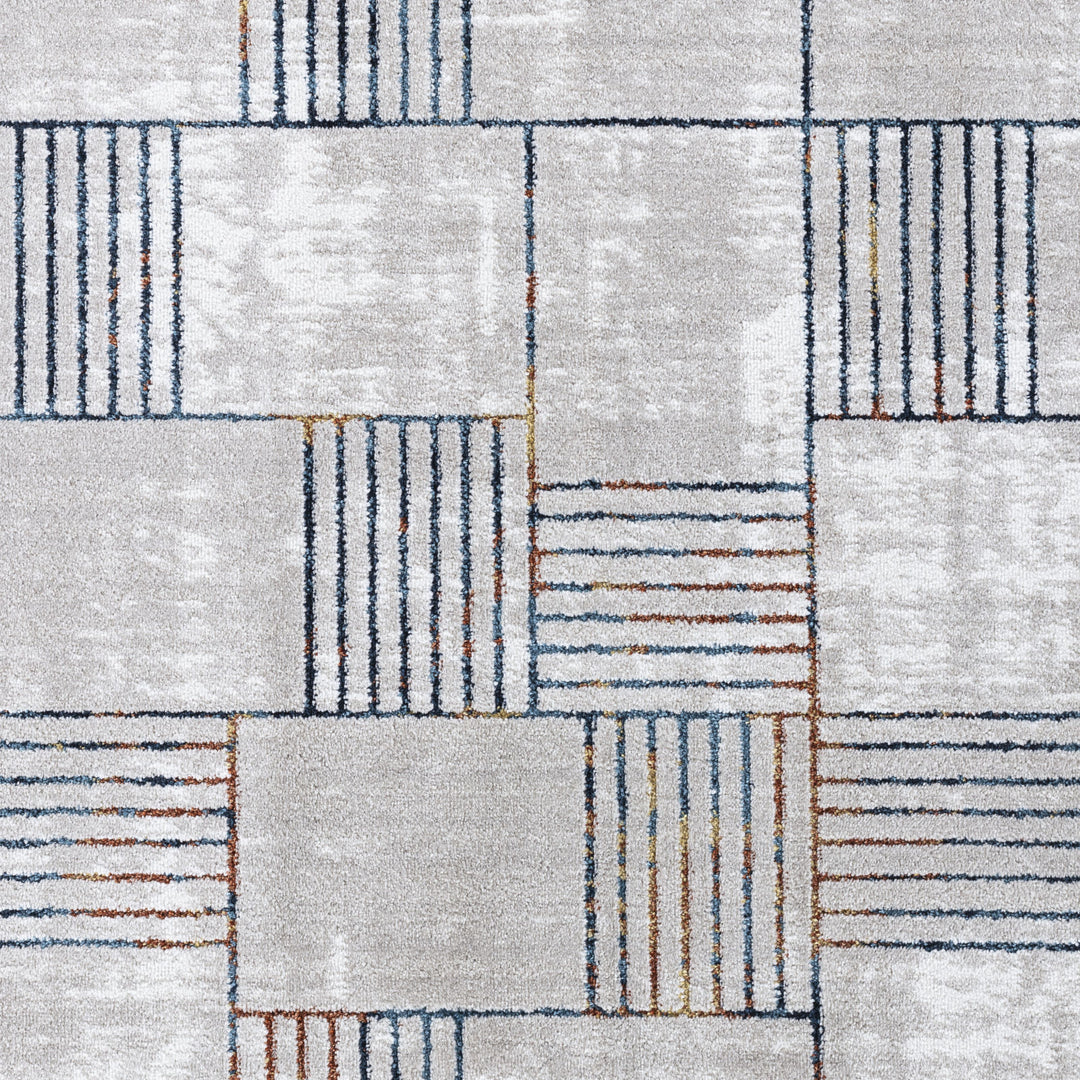 Tapis Scandinave Moderne Bleu/Orange Guri