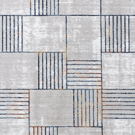 Tapis Scandinave Moderne Bleu/Orange Guri