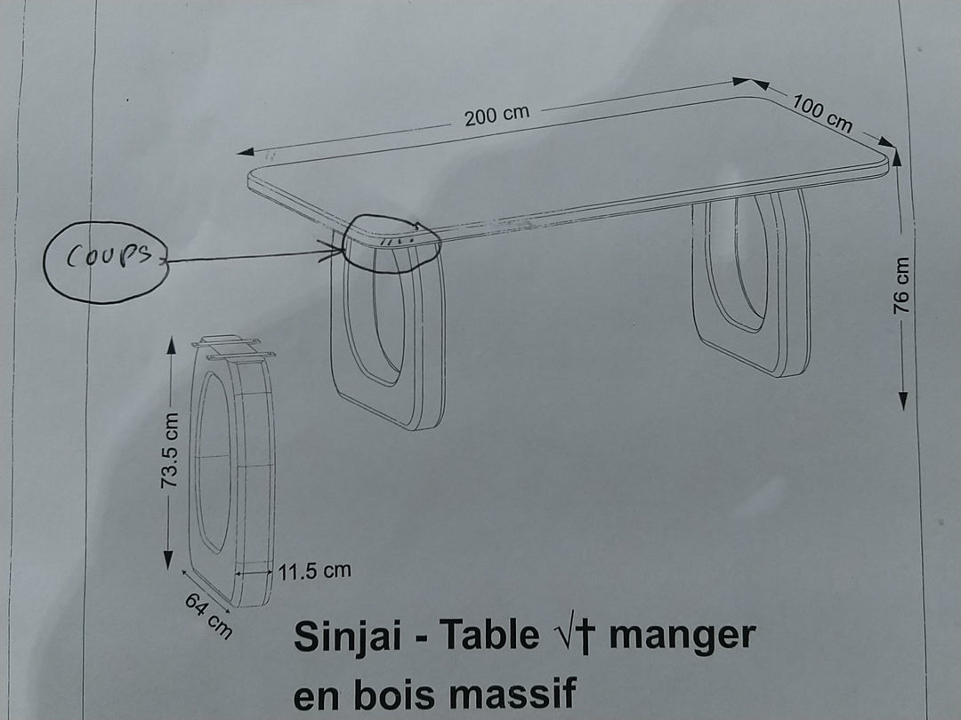 Table à manger DRAWER Sinjai 8 personnes en bois massif