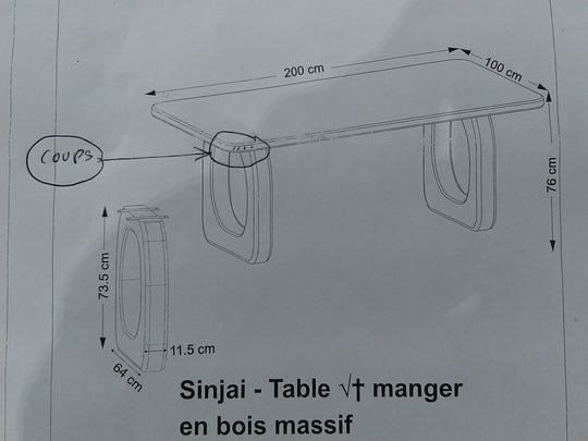 Table à manger DRAWER Sinjai 8 personnes en bois massif
