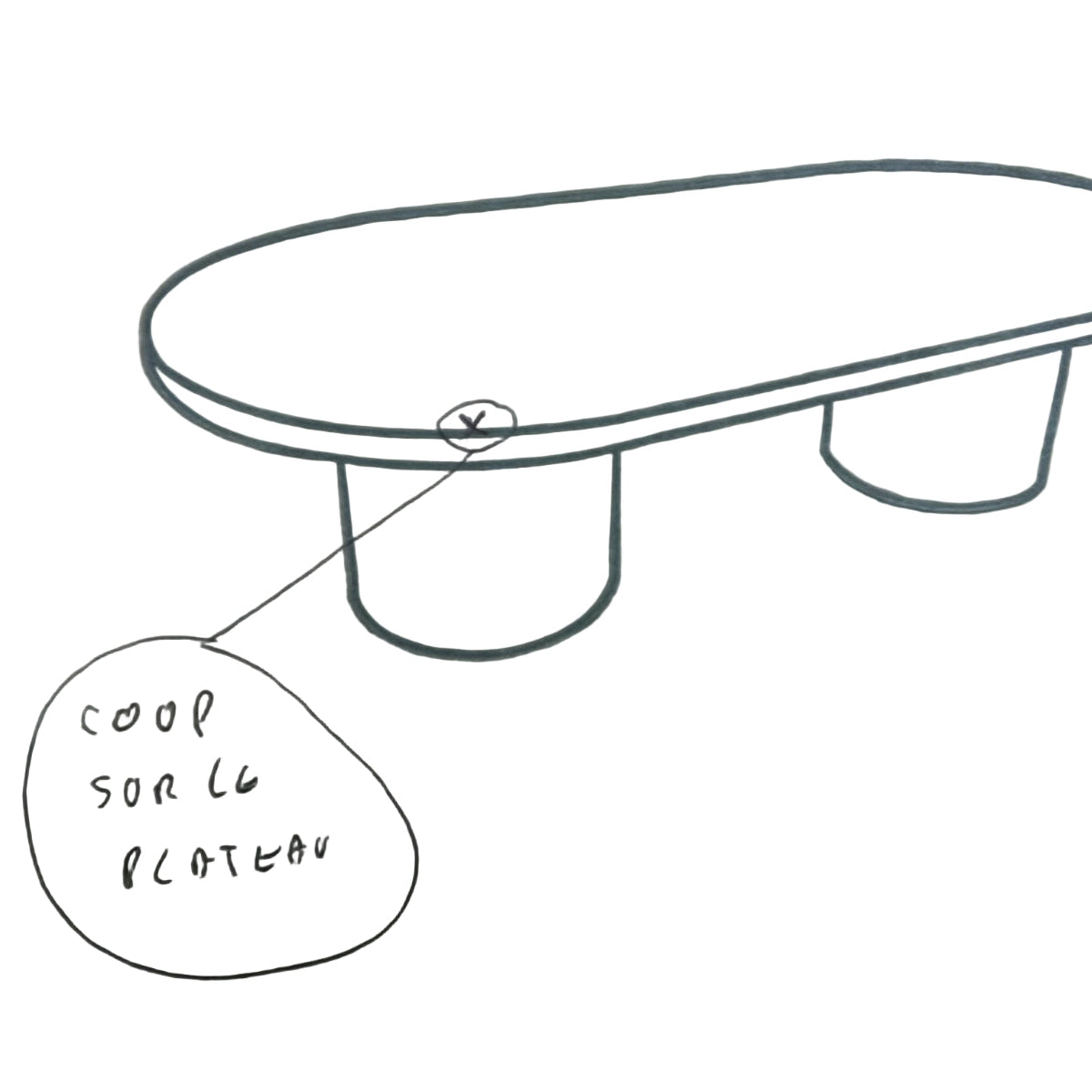 Table basse DRAWER Narvik ovale effet marbre 190x60cm