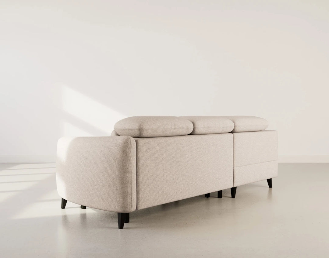 Canapé d'angle gauche convertible BEST MOBILIER Opaline avec têtières et coffre en tissu texturé beige