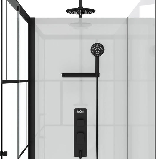 Cabine de douche AURLANE Graphique 110x80cm en verre transparent noir réversible