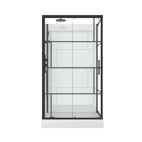 Cabine de douche AURLANE Graphique 110x80cm en verre transparent noir réversible