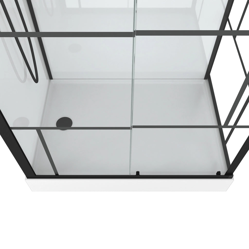 Cabine de douche AURLANE Graphique 110x80cm en verre transparent noir réversible