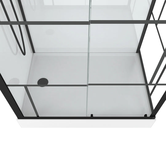 Cabine de douche AURLANE Graphique 110x80cm en verre transparent noir réversible