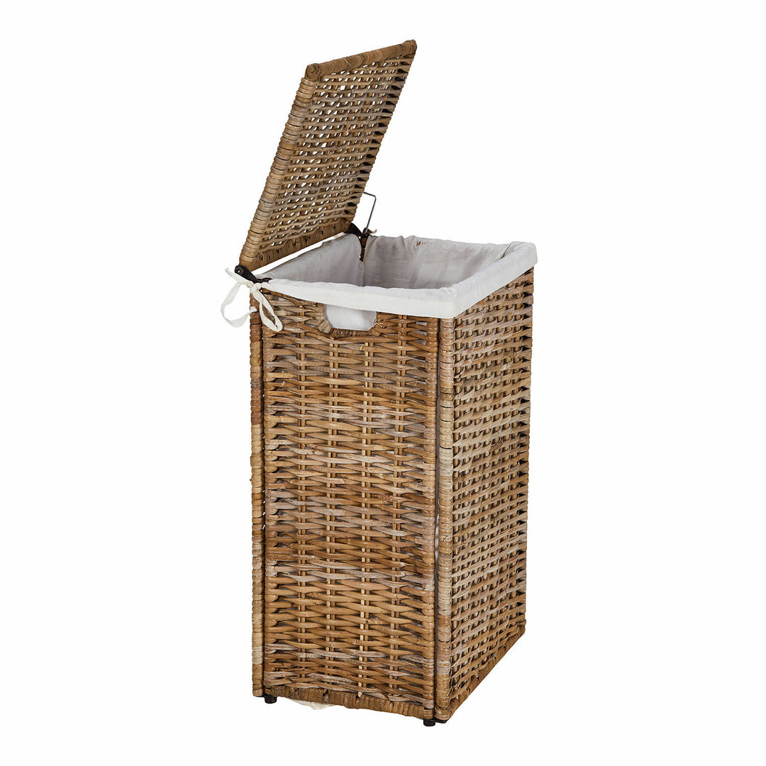 Panier à linge rotin LOBERON Marsac repliable en rotin et doublure coton — photo produit