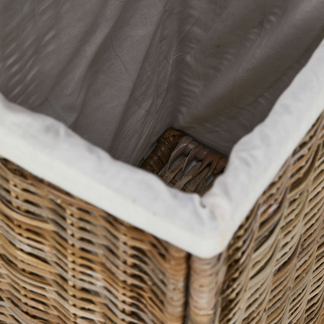 Panier à linge rotin LOBERON Marsac repliable en rotin et doublure coton — photo produit