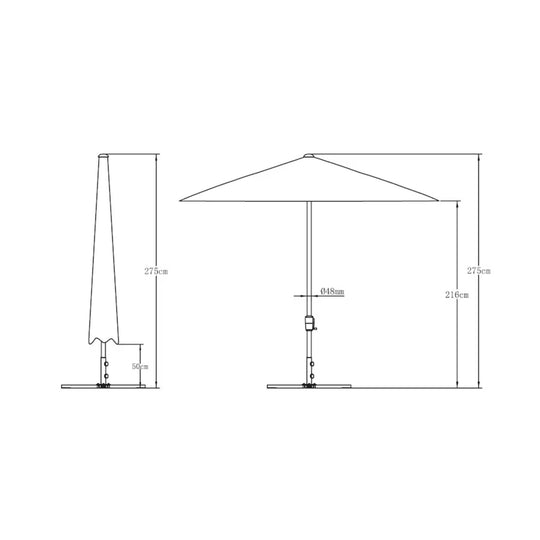 Parasol carré avec pied METRO PROFESSIONAL 3x3 m avec protection UV50+ hydrofuge en aluminium anthracite/platinum