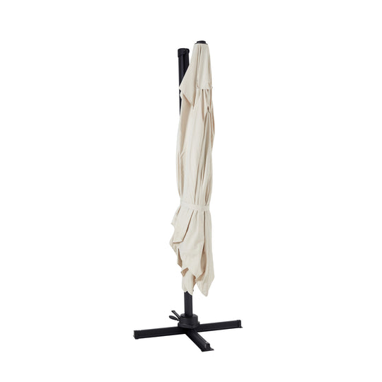 Parasol déporté carré en aluminium avec mât rotatif 360° (3 x 3m) OVIALA Ecru