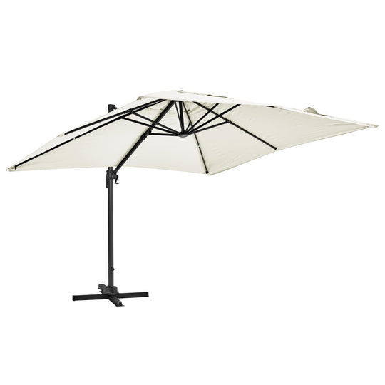 Parasol déporté carré en aluminium avec mât rotatif 360° (3 x 3m) OVIALA Ecru