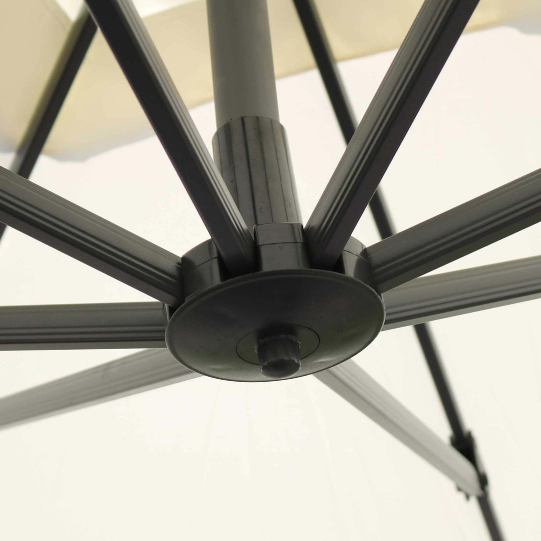 Parasol déporté carré en aluminium avec mât rotatif 360° (3 x 3m) OVIALA Ecru